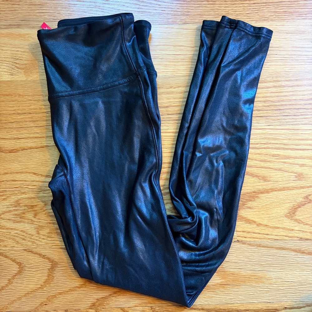 Spanx black metallic leggings size small petite